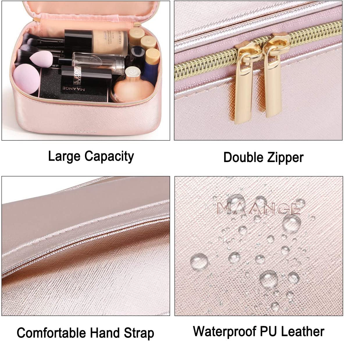 3-Piece Waterproof Makeup Bag Set – Travel Cosmetic Organizer Toiletry Pouches with Zipper for Women – Portable Wash Bags for Skincare, Beauty & Accessories