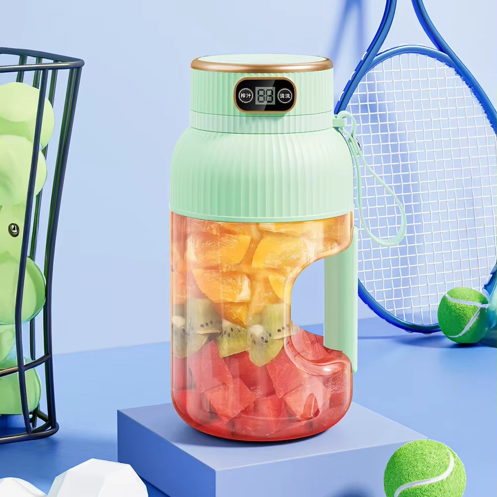 1200ML Portable Electric Juicer Cup – Wireless Rechargeable Smoothie Blender with Digital Display & 10 Blades