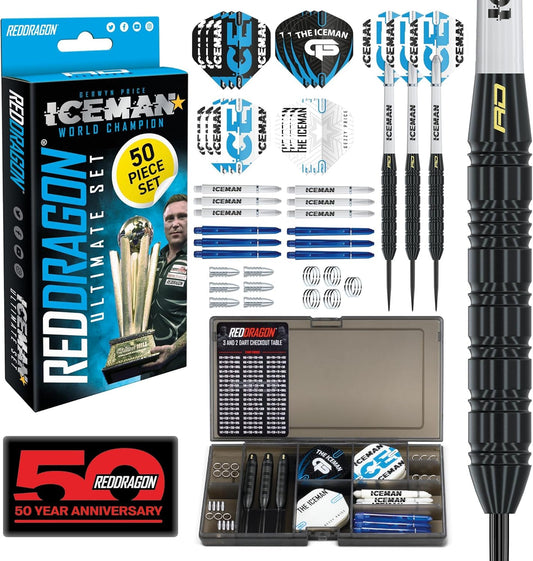 Ultimate 50-Piece Darts Set – Peter Wright Snakebite & Gerwyn Price Edition with Flights, Shafts, Barrels & Accessories