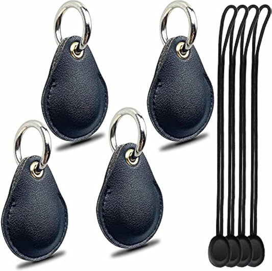 AirTag Keyring Holder – 4-Pack Leather GPS Tracker Case with Carabiner, Compatible with Apple Item Finder & Key Fob Organizer