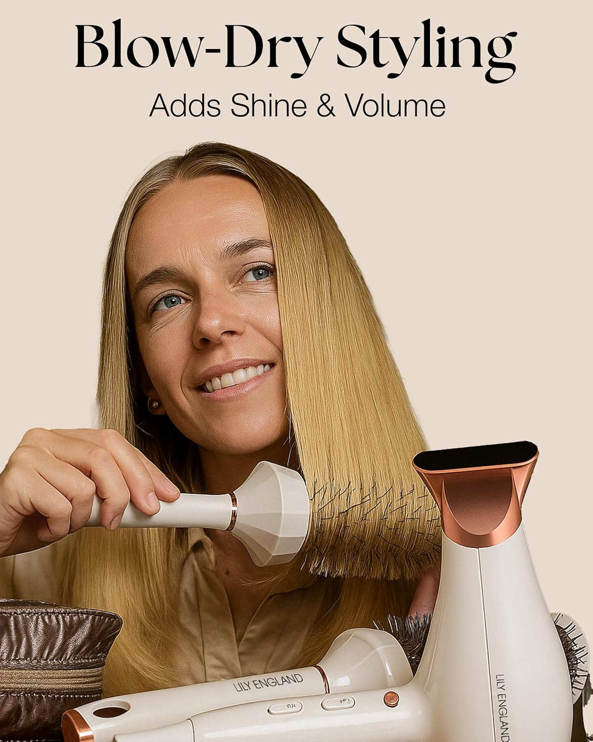 4-Piece Round Hair Brush Set – Professional Blow Dry Kit with 3 Thermal Round Brushes & Styling Comb for Volume, Curling & Smoothing, Beauty Gift Set for Women