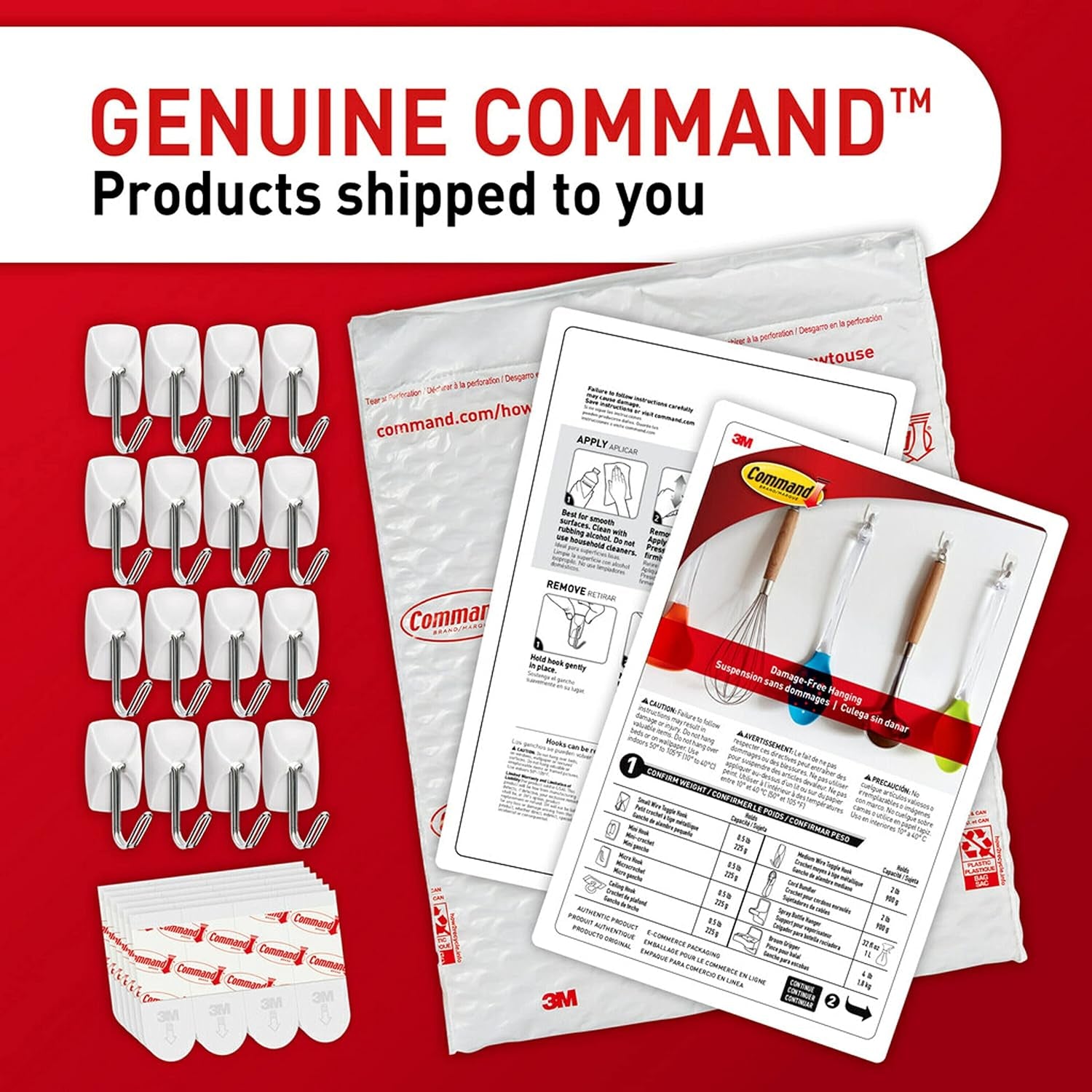 GP067-16NA Small Wire Hooks – 16-Pack White Adhesive Wall Hardware for Lightweight Hanging, Damage-Free & Easy to Install