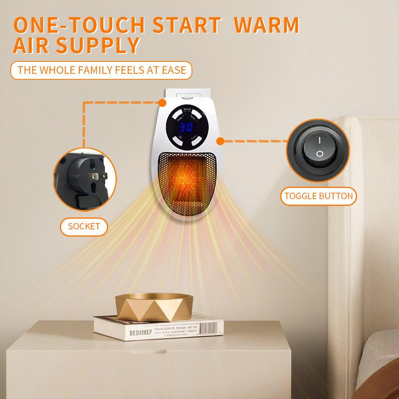Portable Ceramic Convection Fan Heater – 2-Speed Settings, Power-Off Protection & Compact Design for Living Rooms, Bedrooms & Study Rooms