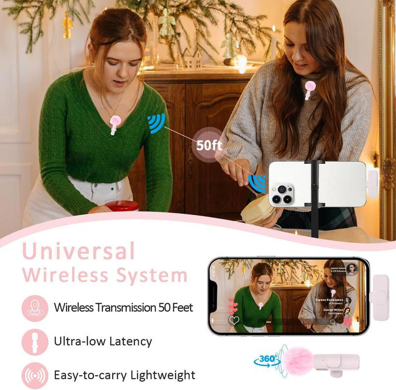 HITOZON Wireless Lavalier Microphone – Plug & Play Lapel Mic for iPhone & Android  Omnidirectional Condenser for Video, Podcast, TikTok, YouTube & Teaching