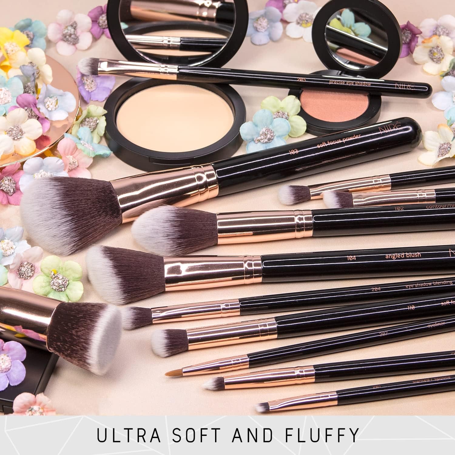 15-Piece Professional Vegan Makeup Brush Set – Award-Winning Beauty Kit with Travel Case, Blending Sponge, Brush Cleaner & Guide in Gift Box