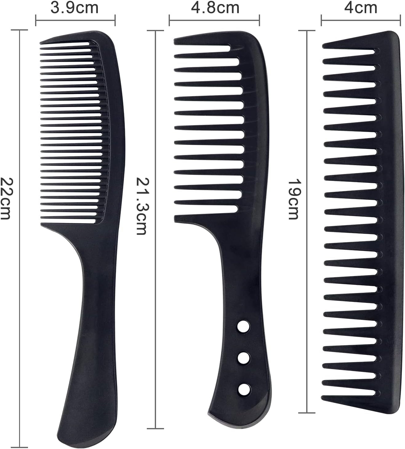 3-Piece Wide Tooth Comb Set – Carbon Fiber, Heat-Resistant & Anti-Static Styling Combs for All Hair Types