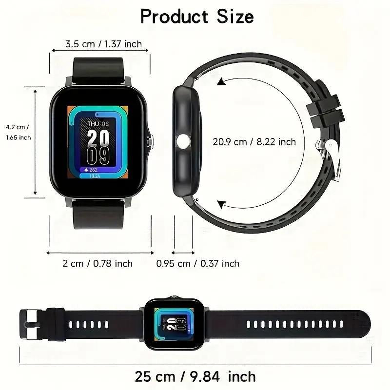 Smartwatch 2025 – Full HD Touchscreen Waterproof Fitness Tracker with Heart Rate & Sleep Monitor  Music, Alarm, Sports Modes  Compatible with Android & iPhone
