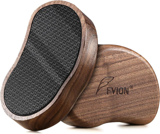 FVION Nano Glass Foot File – Callus Remover with Eco-Friendly Bamboo Handle for Wet & Dry Use, Brown Pedicure Scrubber for Cracked Heels