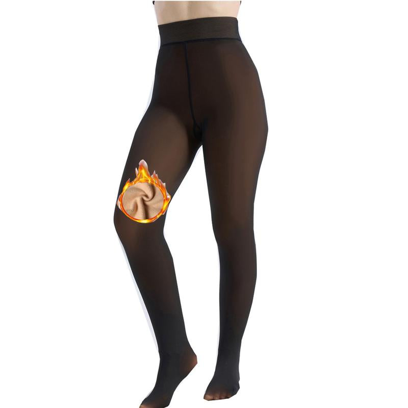 MueznaMuezna 5 SHADES Magic Fleece Lined Leggings – Closed Foot Tights with Light to Brown Fur  Plus Size Thermal Tights with Unique Metal Texture for Fall & Winter Comfort