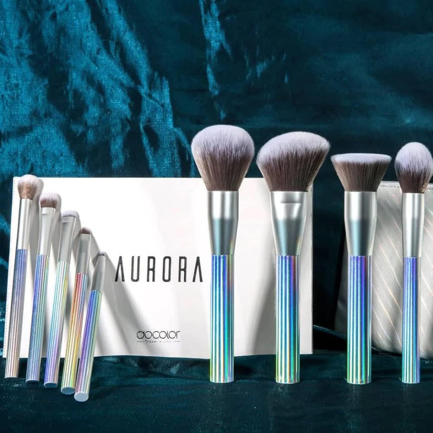 AURORA 9-Piece Makeup Brush Set with Gift Bag – Premium Synthetic Kabuki Brushes for Foundation, Blending, Powder, Blush, Concealer & Eyeshadow
