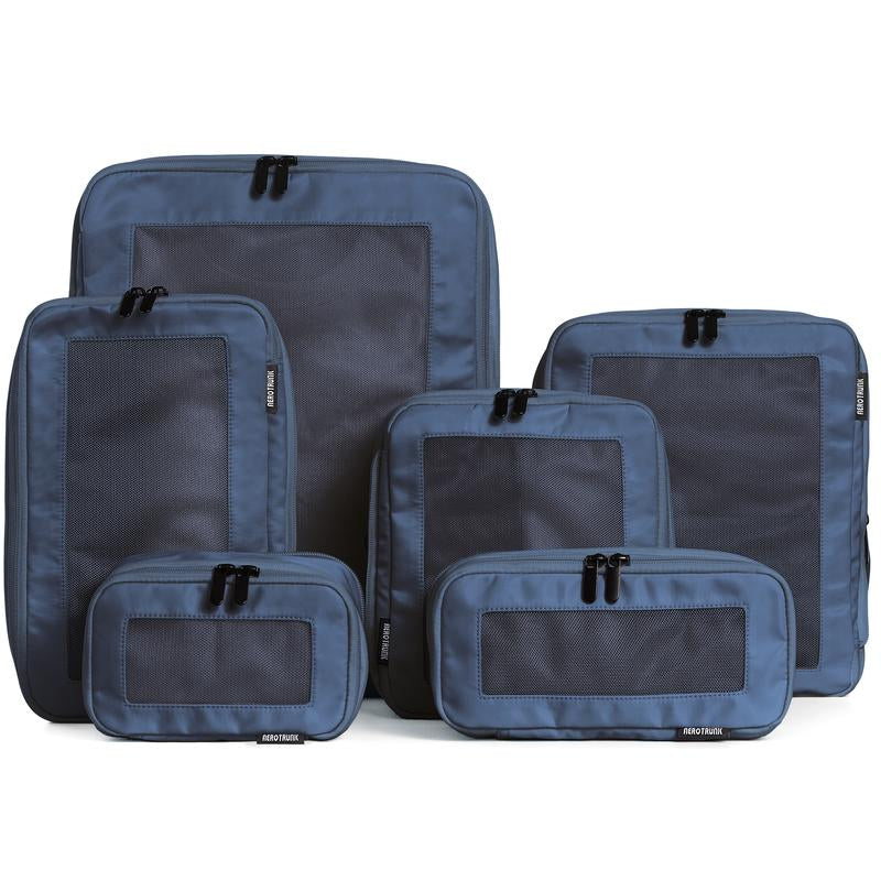 AEROTRUNK Compression Packing Cubes – Premium Nylon Twill Travel Organizers with Breathable Mesh, Double Zippers & Water-Resistant Design