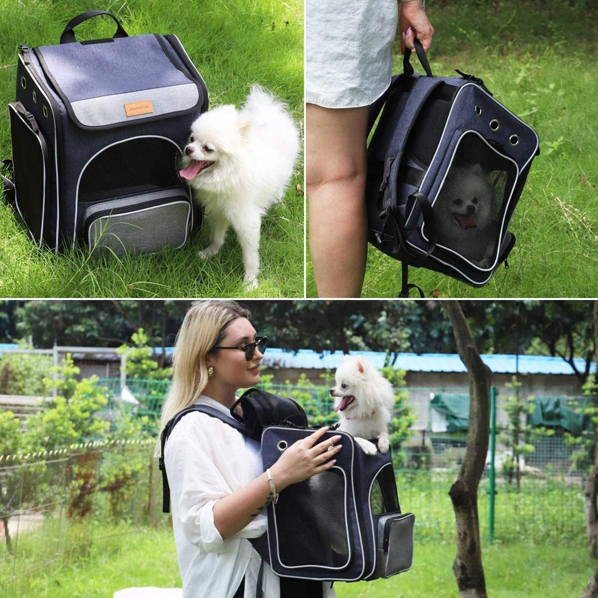 Cat Carrier Backpack – Foldable Pet Travel Bag for Cats & Small Dogs, Breathable Design with Safety Leash & Folding Bowl, Ideal for Hiking & Outdoor Use