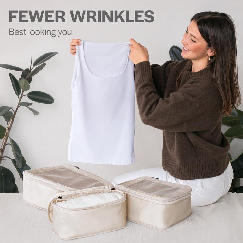 AEROTRUNK Compression Packing Cubes – Premium Nylon Twill Travel Organizers with Breathable Mesh, Double Zippers & Water-Resistant Design