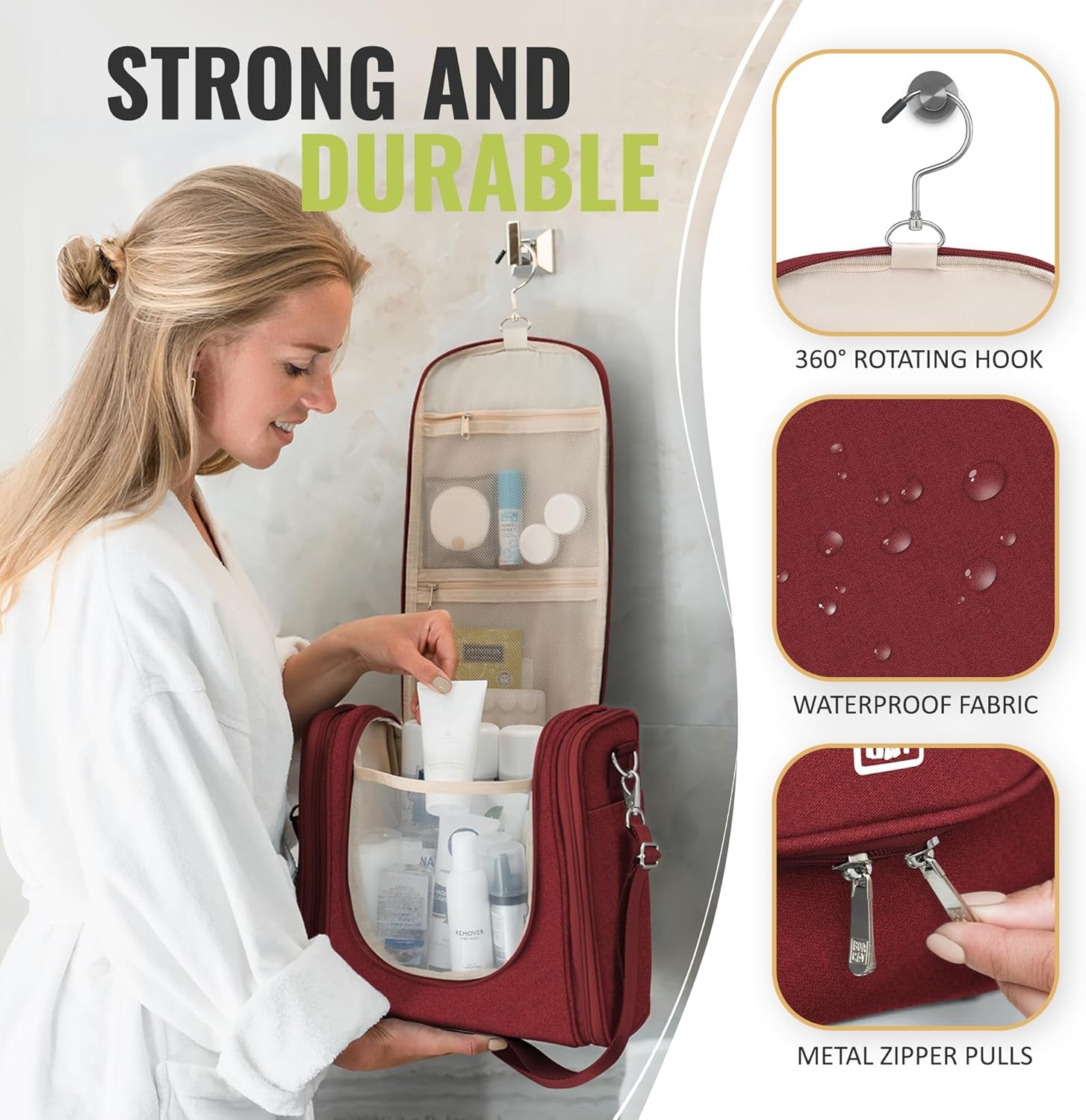 Extra Large Hanging Travel Toiletry Bag – Waterproof Makeup, Shower & Wash Organizer for Women & Men, Cosmetics & Essentials Storage