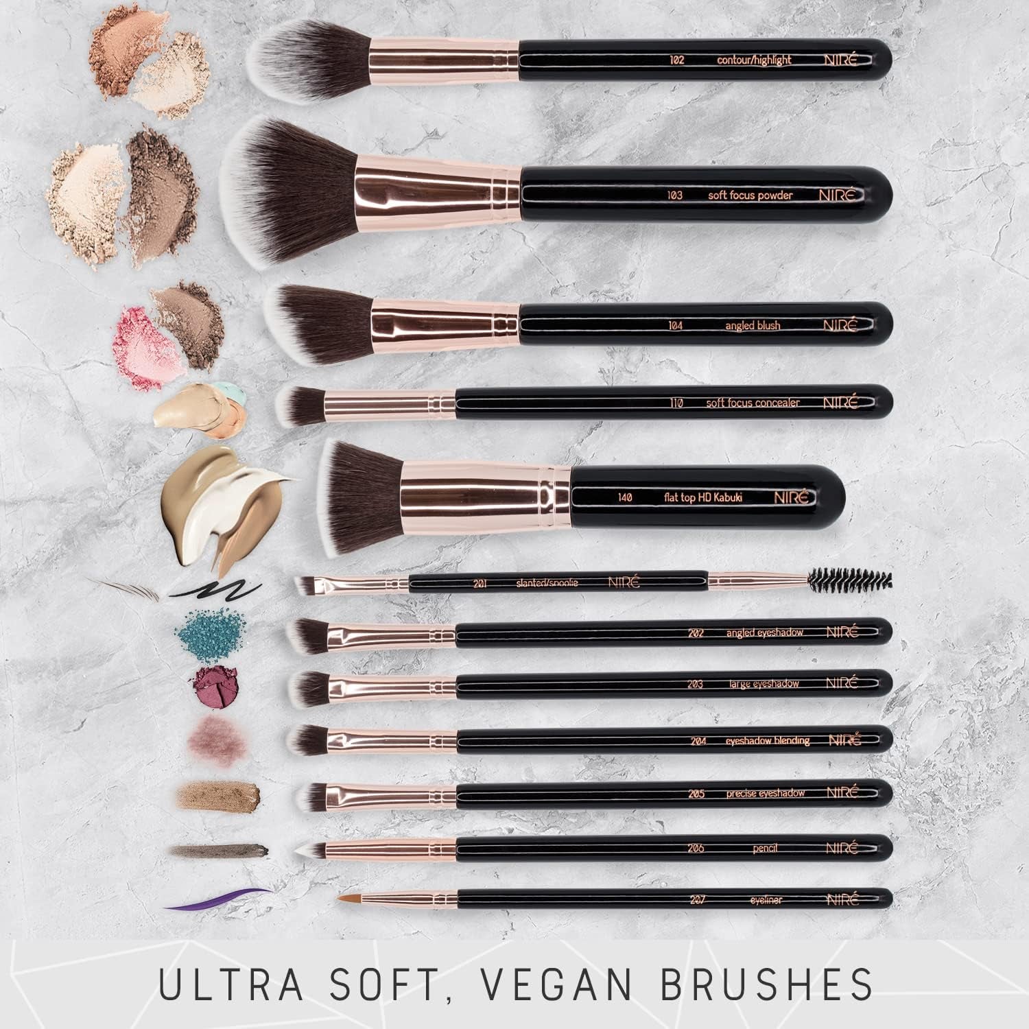15-Piece Professional Vegan Makeup Brush Set – Award-Winning Beauty Kit with Travel Case, Blending Sponge, Brush Cleaner & Guide in Gift Box