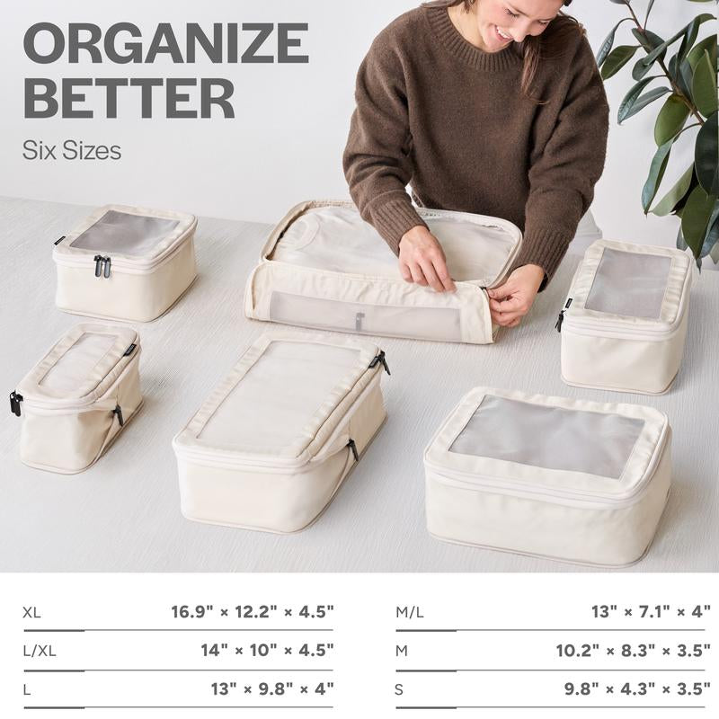 AEROTRUNK Compression Packing Cubes – Premium Nylon Twill Travel Organizers with Breathable Mesh, Double Zippers & Water-Resistant Design