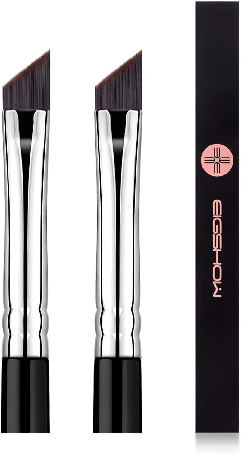E835 2-Piece Eyeliner & Eyebrow Brush Set – Angled Kabuki Brushes for Eye Powder, Foundation & Precision Makeup Application