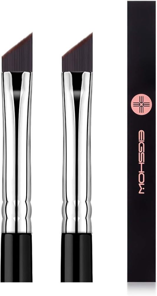 E835 2-Piece Eyeliner & Eyebrow Brush Set – Angled Kabuki Brushes for Eye Powder, Foundation & Precision Makeup Application
