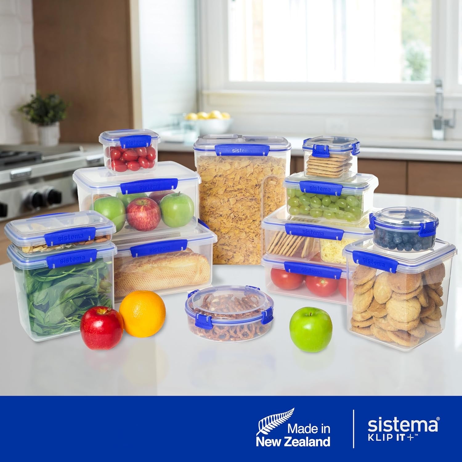 KLIP IT 7L Food Storage Container – Stackable BPA-Free Plastic Box with Airtight Lid & Blue Clips for Fridge/Freezer