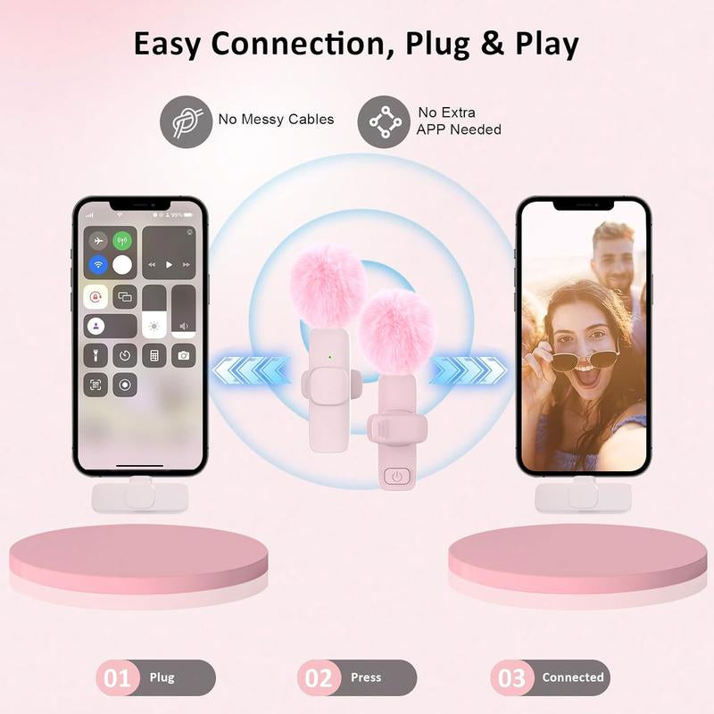 HITOZON Wireless Lavalier Microphone – Plug & Play Lapel Mic for iPhone & Android  Omnidirectional Condenser for Video, Podcast, TikTok, YouTube & Teaching