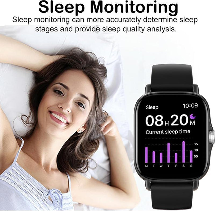 Smartwatch 2025 – Full HD Touchscreen Waterproof Fitness Tracker with Heart Rate & Sleep Monitor  Music, Alarm, Sports Modes  Compatible with Android & iPhone