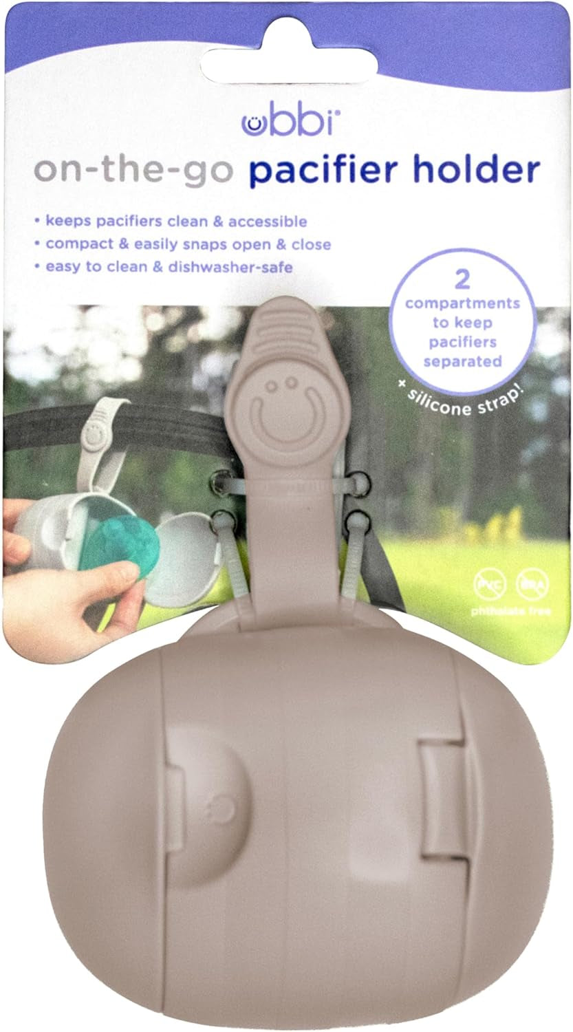 On-The-Go Dual Soother Pod – Portable Binky Holder for Travel & Nappy Bags, Keeps Baby’s Pacifiers Clean & Accessible – Taupe Newborn Must-Have