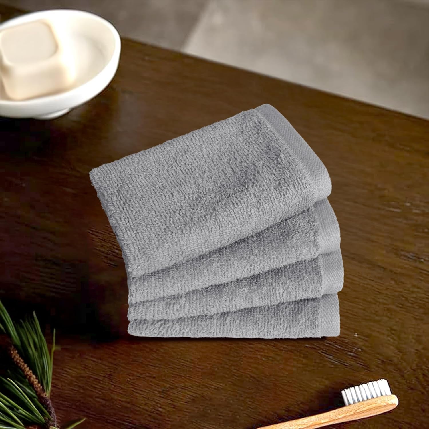 12-Pack Grey Face Towels – 100% Cotton Extra Absorbent Washcloths, Fast-Drying Salon Towels for Bathroom (30×30 cm)