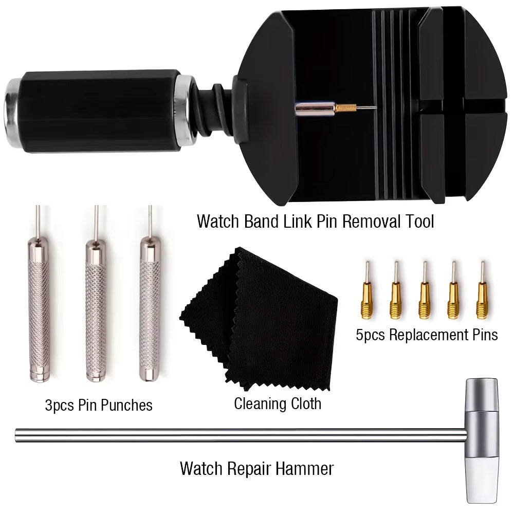 11pcs Watch Link Removal Tool Kit – Strap Pin Remover & Band Adjustment Set for Watch Repair