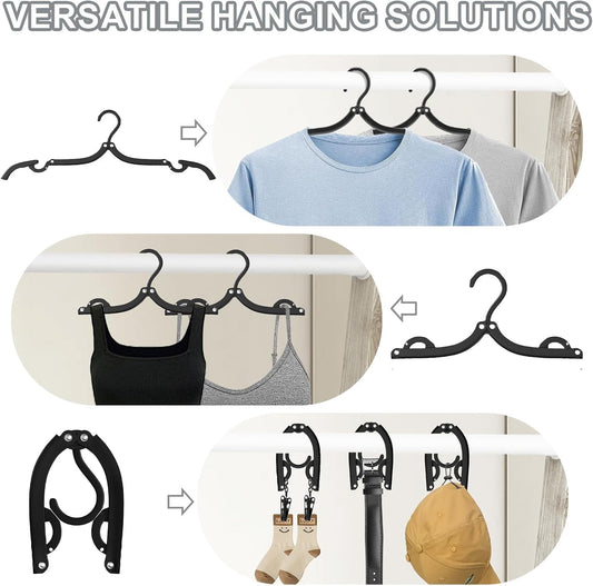 24-Pack Foldable Travel Hangers – Black Portable Clothes Drying Rack for Travel, Camping & Small Spaces