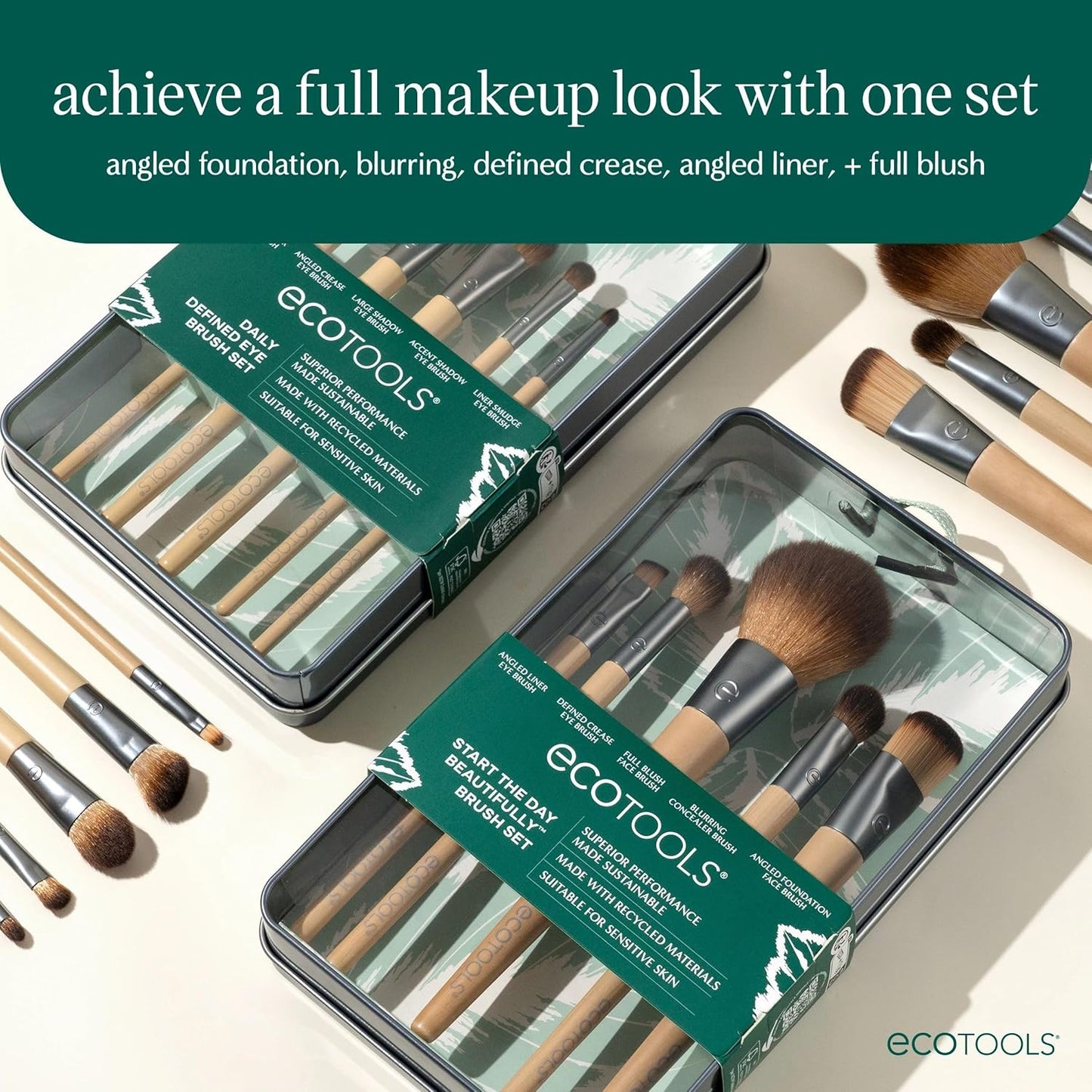 6-Piece Start the Day Beautifully Makeup Brush Set – Eco-Friendly Vegan Brushes for Eyeshadow, Blush, Concealer & Foundation with Synthetic Bristles
