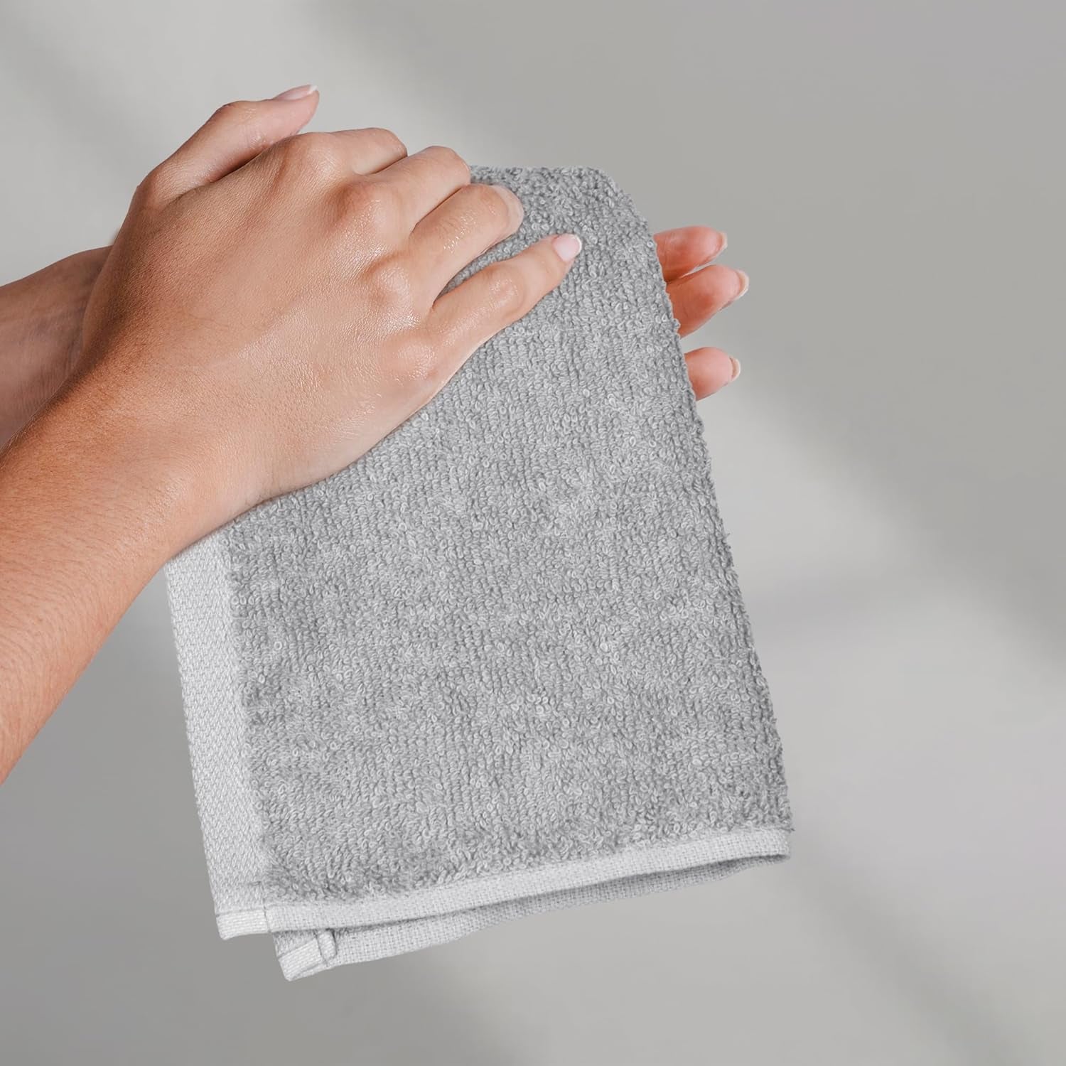 12-Pack Grey Face Towels – 100% Cotton Extra Absorbent Washcloths, Fast-Drying Salon Towels for Bathroom (30×30 cm)