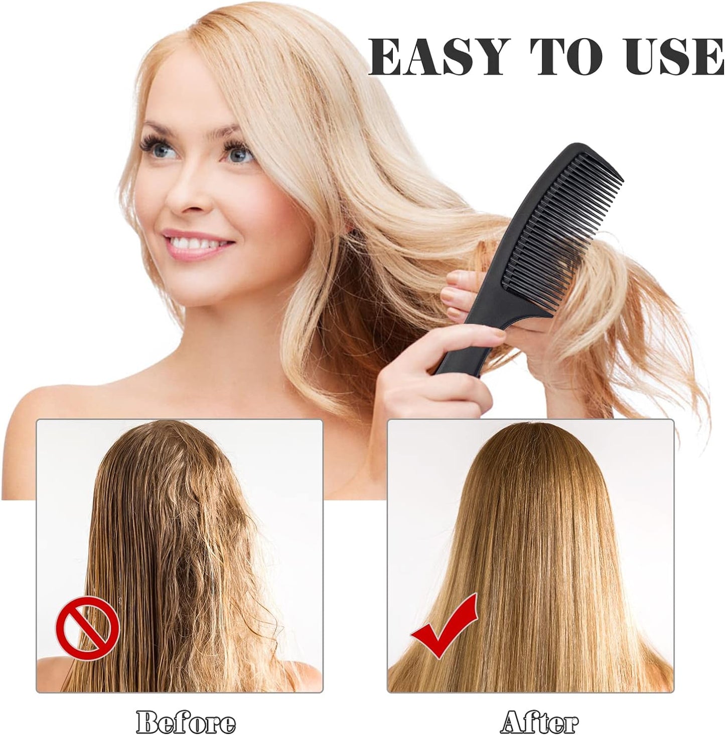 3-Piece Wide Tooth Comb Set – Carbon Fiber, Heat-Resistant & Anti-Static Styling Combs for All Hair Types