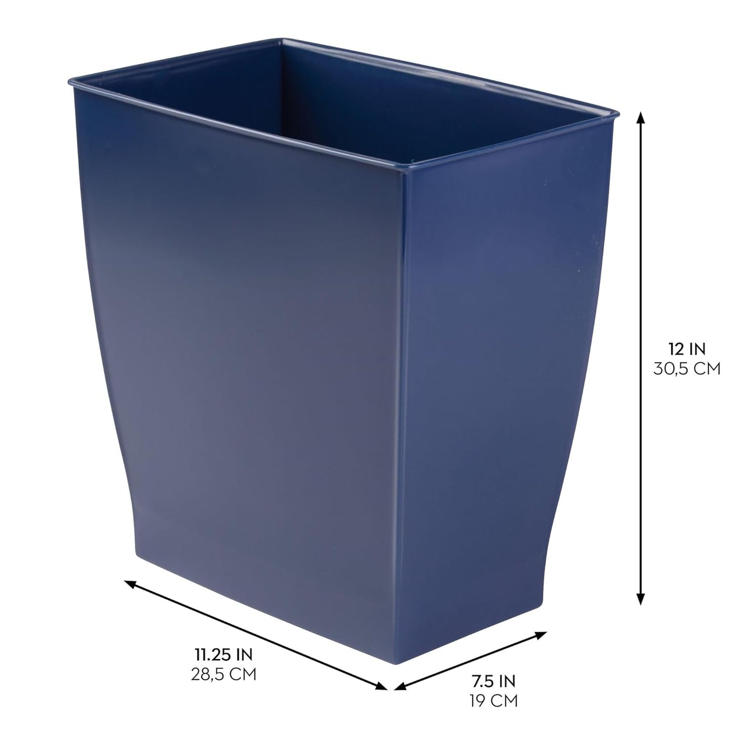 iDesign Mono Rubbish Bin – 4-Piece Navy Plastic Waste Bin Set, 28.4×18.9×30.3 cm