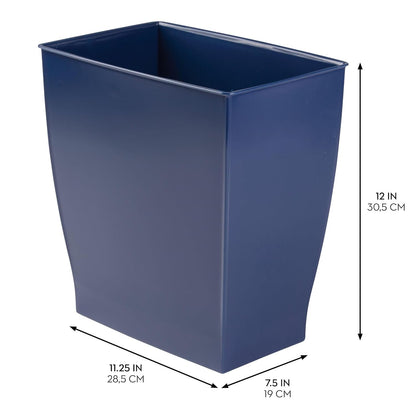 iDesign Mono Rubbish Bin – 4-Piece Navy Plastic Waste Bin Set, 28.4×18.9×30.3 cm