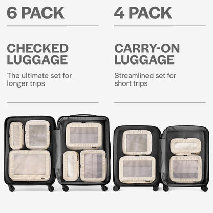 AEROTRUNK Compression Packing Cubes – Premium Nylon Twill Travel Organizers with Breathable Mesh, Double Zippers & Water-Resistant Design