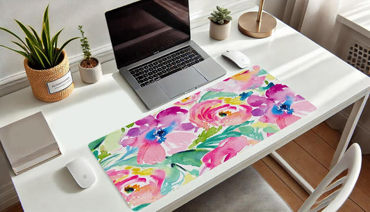 XL Pink Floral Mouse Pad – Large Desk Mat for Laptop, Keyboard & Office Decor, Extended Non-Slip Surface, Pretty Computer Accessory for Women & Girls