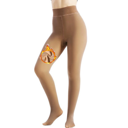 MueznaMuezna 5 SHADES Magic Fleece Lined Leggings – Closed Foot Tights with Light to Brown Fur  Plus Size Thermal Tights with Unique Metal Texture for Fall & Winter Comfort