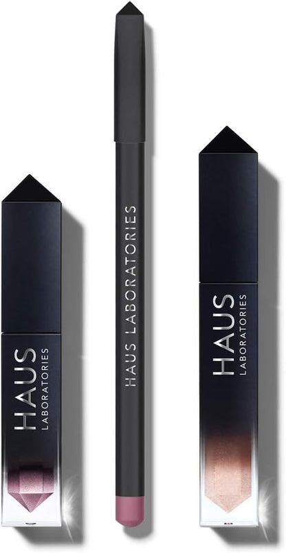 Lady Gaga HAUS of COLLECTIONS Makeup Kit – 3-Piece Vegan Set with Liquid Eyeshadow, Lip Liner & Gloss in Travel Bag – Cruelty-Free Beauty Gift (9 Styles)