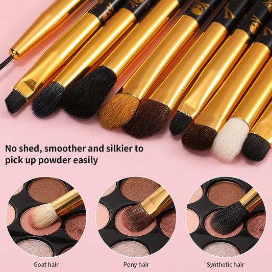 10-Piece Eye Makeup Brush Set – Professional Eyeshadow, Eyeliner & Brow Brushes with Soft Synthetic Bristles & Real Wood Handles