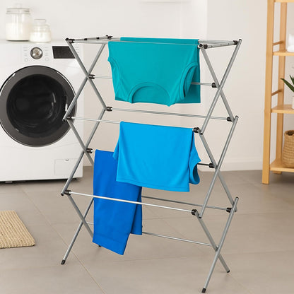 Collapsible Clothes Drying Rack – Heavy-Duty Alloy Steel Laundry Stand in White/Grey for Indoor & Outdoor Use