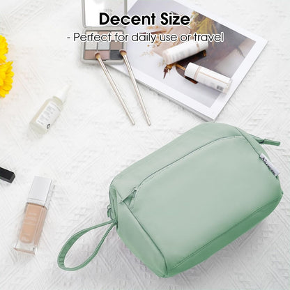 Large Makeup Bag – Mint Green Wide-Open Travel Toiletry & Cosmetic Organizer Pouch for Women
