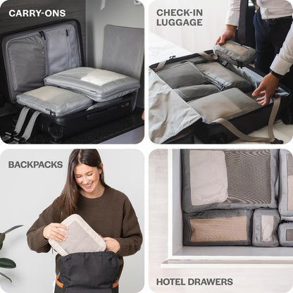 AEROTRUNK Compression Packing Cubes – Premium Nylon Twill Travel Organizers with Breathable Mesh, Double Zippers & Water-Resistant Design