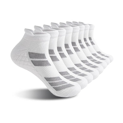 6 Pairs White Sports No Show Socks – Unisex Ankle Socks with Terry Soles for Shock Absorption, Breathable & Sweat-Wicking – Ideal Daily Wear & Valentine’s Gift