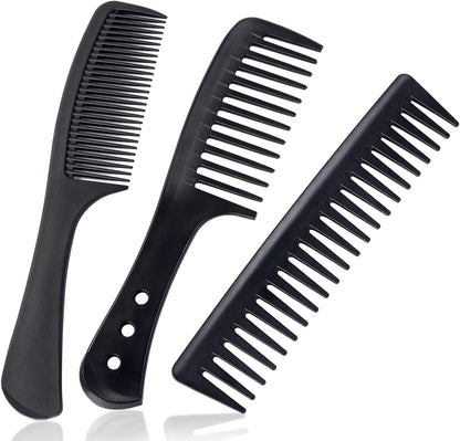 3-Piece Wide Tooth Comb Set – Carbon Fiber, Heat-Resistant & Anti-Static Styling Combs for All Hair Types