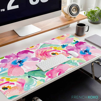 XL Pink Floral Mouse Pad – Large Desk Mat for Laptop, Keyboard & Office Decor, Extended Non-Slip Surface, Pretty Computer Accessory for Women & Girls