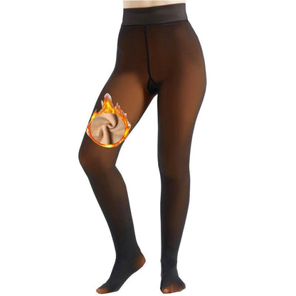 MueznaMuezna 5 SHADES Magic Fleece Lined Leggings – Closed Foot Tights with Light to Brown Fur  Plus Size Thermal Tights with Unique Metal Texture for Fall & Winter Comfort