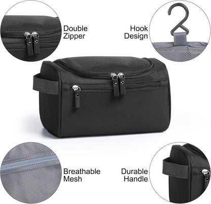 Hanging Toiletry Bag – Waterproof Travel Wash Organizer for Men & Women, Black Makeup & Bathroom Essentials Case