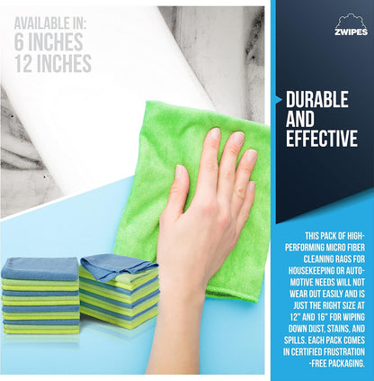 924 Microfiber Cleaning Cloths – 24 Pack Ultra-Soft, Reusable Cloths for Home, Car & Office Cleaning