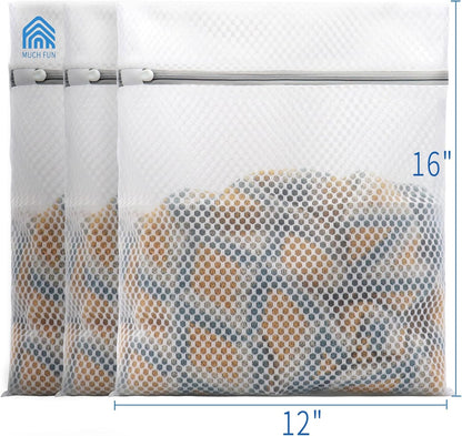 3-Pack Durable Honeycomb Mesh Laundry Bags – Medium 12" x 16" Wash Bags for Delicates, Lingerie & Baby Clothes