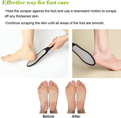 Premium Double-Sided Foot File – Heavy Duty Stainless Steel Pedicure Rasp for Cracked Heels & Callus Removal, Soft Silicone Handle